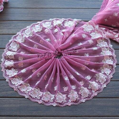 2yards/lot 21cm wide Embroidered Tulle Lace trim mesh lace trim ~ Floral~lovely