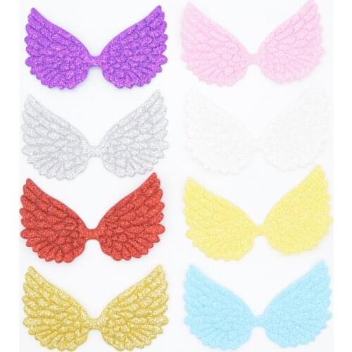 20Pcs 74*43mm Angel Wing Appliques Single Sided Glitter Powders Fairy Wing Patches DIY Headwear Bowknot Bow Tie Accessories G97