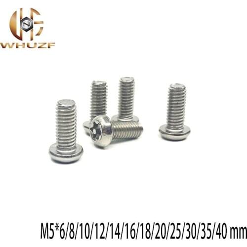 20pcs M5*6/8/10/12/14/16/18/20/25/30/35/40 mm GB2672 304 stainless steel pan head torx machine security pin anti theft screw