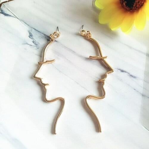 2020 new Minimalist fun face earring abstract contour hollow pendant drop earrings for Women