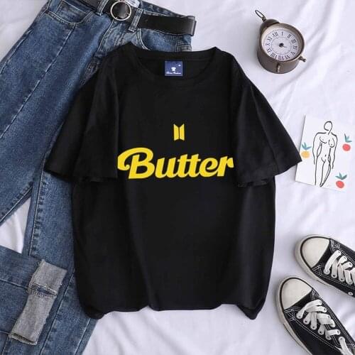 2021 Spring/Summer New Butter Korea Bangtan Boys New Album Butter Round Collar Short Sleeve Cotton T Loose Top Girl