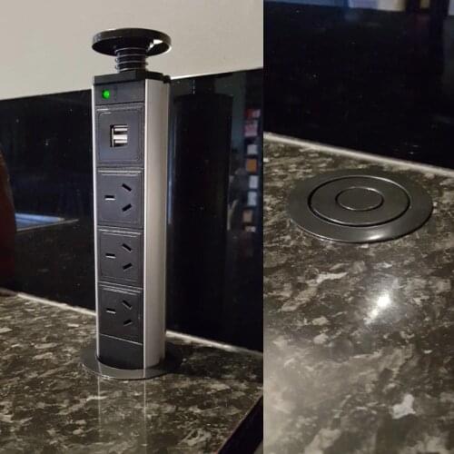 220V 16A POP UP Electrical 3 power Socket 2 USB Outlet Kitchen Table Socket Retractable for Countertops Worktop UK/EU/AU/US Plug