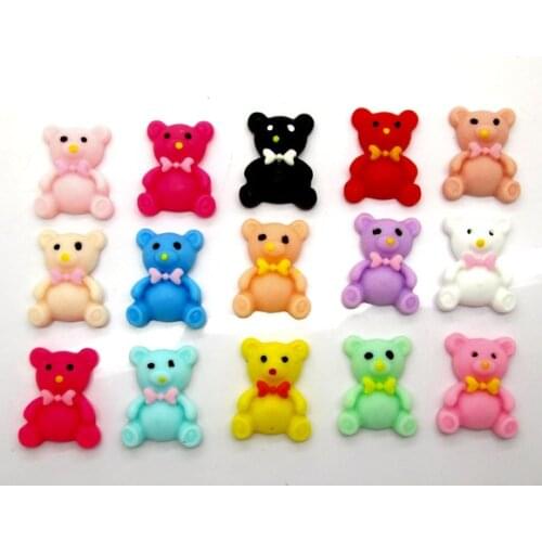 30Pcs Bears Resin Beads Decoration Crafts Flatback Cabochon Scrapbooking Fit Phone Embellishments Diy Accessories