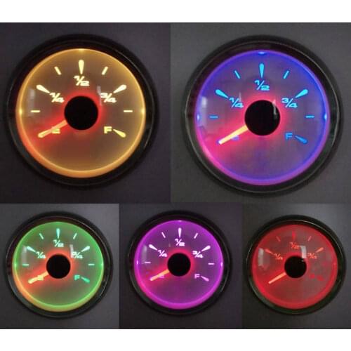 52mm Boat Car Fuel Level Gauge Meter Black Face & Black Ring