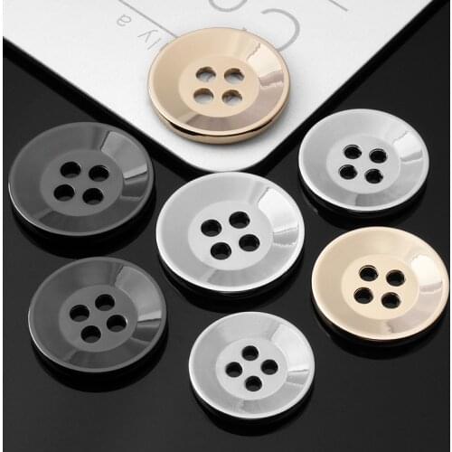 6Pcs 11-25mm Gold gun black silver metal round four-eye buttons woolen coat trench coat jacket suit women clothes buttons C141