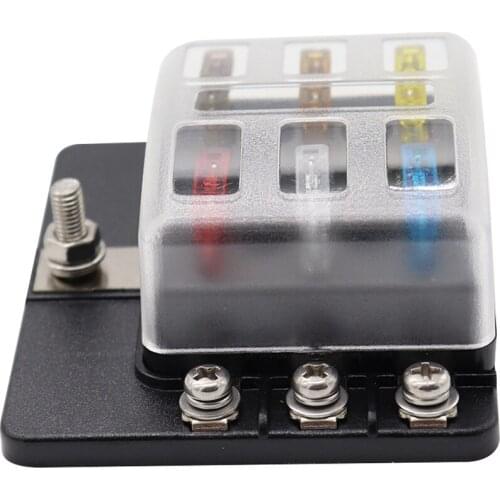 6 Way Blade Fuse Box with LED Indicator Fuse Case Block for Car Boat Marine Caravan 12V 24V