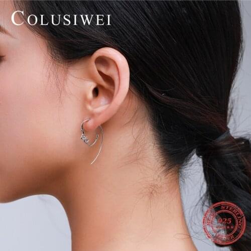 Colusiwei Gold Color 925 Sterling Silver Special Girl Face Hoop Earring for Women Lady Geometric Earring Hip-Hop Party Jewelry