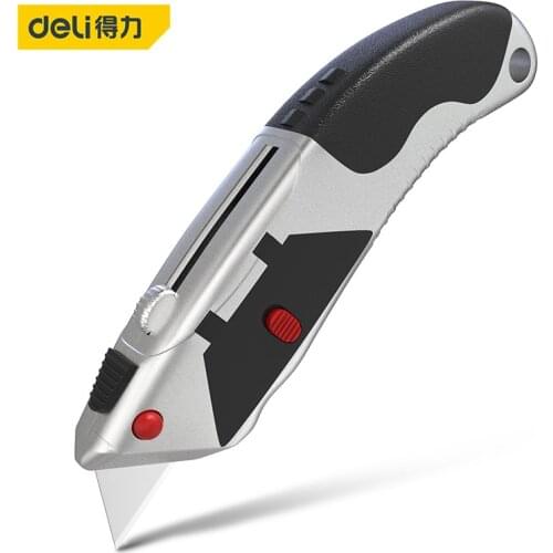 Deli Folding Knife Pipe Cutter Electrician Cable Cutter Safety Knife Security Tool Plastic Handle Knife With 9PC Blades Couteau