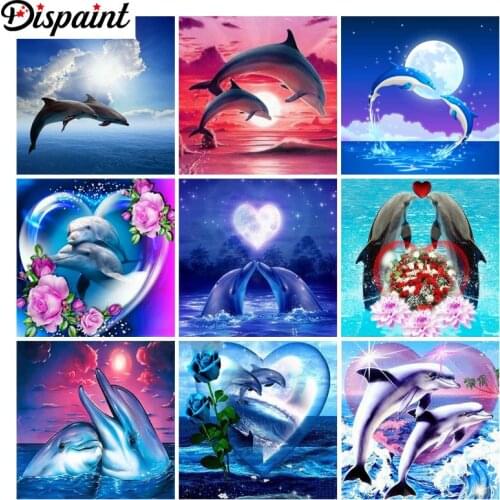 Dispaint Diamond Painting Full Square/Round Drill 5D DIY "Animal dolphin" Daimond Embroidery Rhinestone Cross Stitch Decor