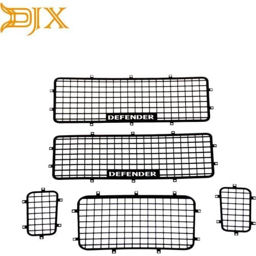 DJX 5PCS TRX4 Metal Window Mesh Protective Net DEFENDER Logo for 1/10 RC Crawler Car Traxxas TRX-4 Accessories