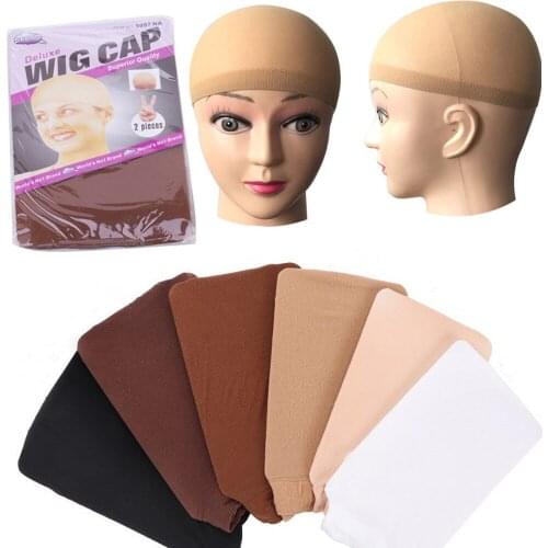 GHJISHO 2Pcs High Quality Wig Cap Brown Stocking Cap To Christmas Cosplay Wig Caps Stocking Elastic Liner Mesh for Making Wigs