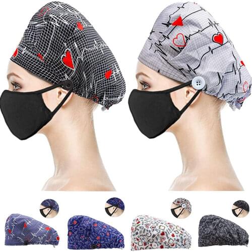 Unisex Cotton Adjustable Pet Work Hats Dust Cap Nursing Cap Elastic Beauty Hats Beauty Salon Pet Scrubs New Baotou Hat Wholesale