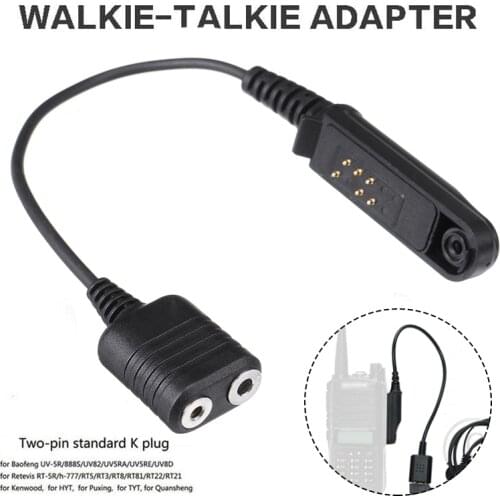 Walkie Talkie Audio Cable Adapter with Baofeng BF-9700 A-58 UV-XR UV-5S GT-3WP UV-9R Plus for K Interface 2Pin UV-5R Headset Por