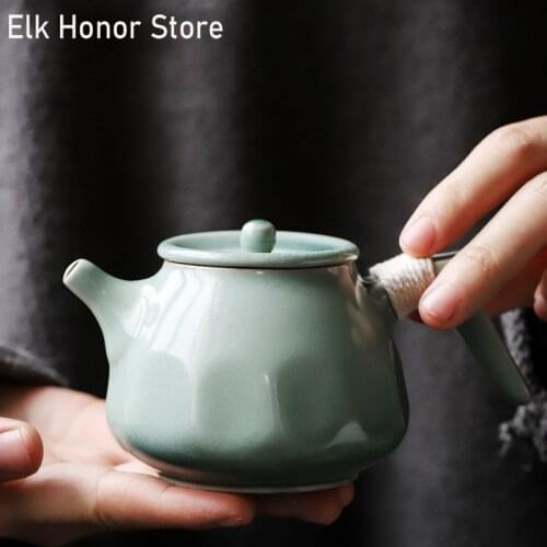 125ml Bluestone Glaze Ceramic Teapot Japanese Style Celadon Porcelain Da Hong Pao Master Pots Kung Fu Tea Household Teaware Gift
