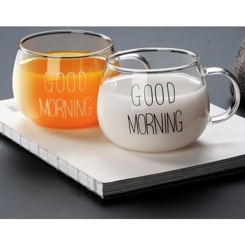Round Transparent Glass Cup Home Breakfast Milk Cup Smooth High Temperature Juice Cup Coffee Glass Cup