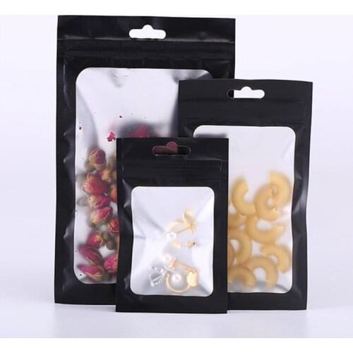 Matt Black Aluminum Foil Ziplock Bags Gift Window Package Bag Watches Nail Eyelash Beauty Bracelets Storage Pouches