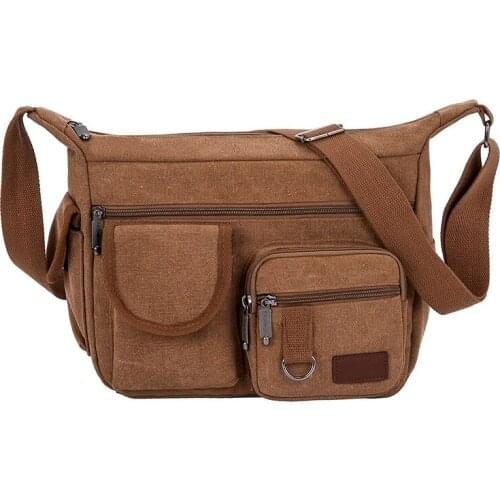 2020 Multifunctional Canvas Womens Shoulder Bag Large Capacity Messenger Casual Bag Travel Multilayer Shoulder Bag