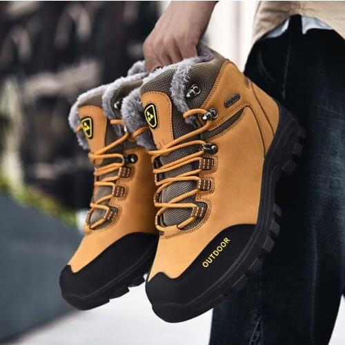 2021 Hot Sale Men Snow Boots Winter Warm Fur Boots Men Casual Work Shoes Rubber Sole Hiking Man Ankle Boots botas nieve hombre