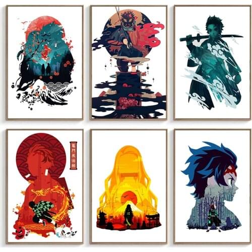 Demon Slayer Japanese Anime Poster Print Abstract Wall Art Canvas Painting Bedroom Living Kids Room Sofa Wall Decor Cuadros