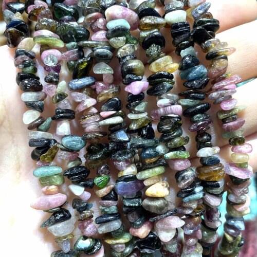 Natural Stone 5-8mm Colorful Tourmaline Chip Irregular Shape Gravel Beads DIY Necklace Bracelet Necklace For Jewelry Making