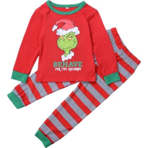 Family Matching Christmas Pajamas Set Women Baby Kids Santa Sleepwear Nightwear