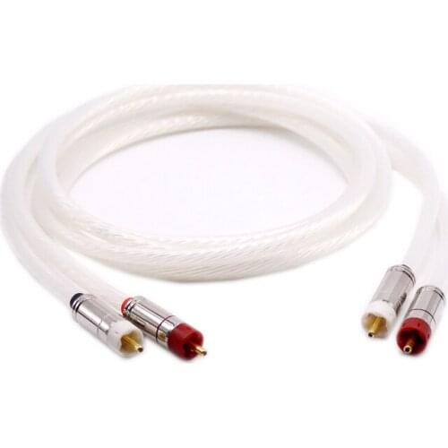 Pair 5N OCC 99.9997% Pure Copper Silver plated RCA cable, Analog cable, RCA audio Signal cable, with Gold plated RCA plug