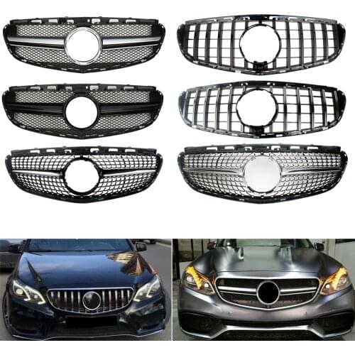 Front Bumper Racing Grill Billet Grille Cover For Mercedes-Benz W212 E-Class 2014-2016 Diamond GT AMG