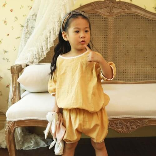 Girl Boys Pajamas Suits Kids Baby 2021 Yellow Spring Summer Nightclothes Nightgowns Sleepwear Pajamas Sets Children Clothing