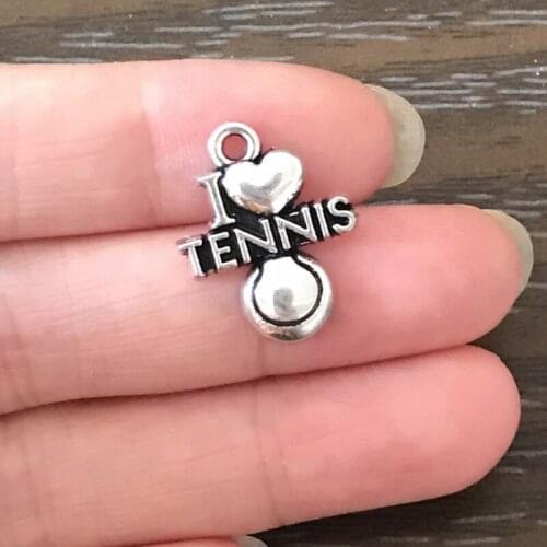 10PCS DIY Charm Sport I Love Tennis Charm Zinc Alloy Pendant Charm for Bracelet Necklace Earring Jewelry Making Gifts
