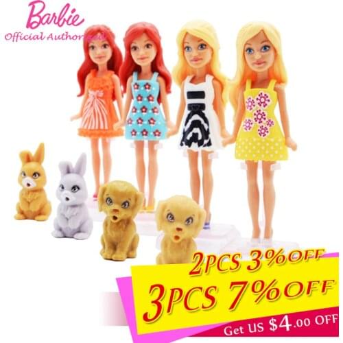 Try Barbie Mini Toy Fashion Baby Puppy Doll Collect Pocket Dolls Clothes Accessories Lovely Barbie Animal Brinquedos For Girl