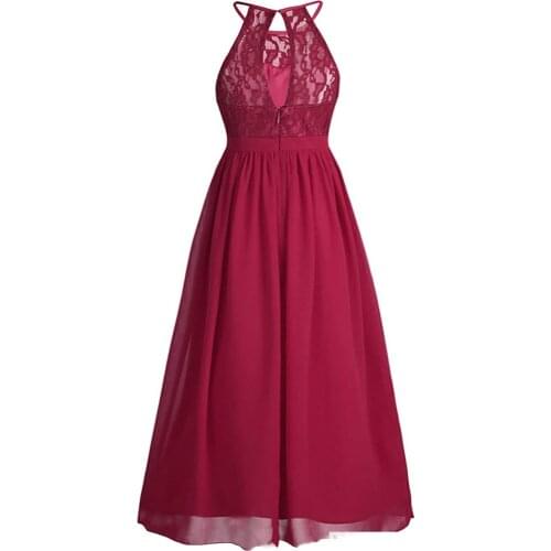 Simple Burgundy Flower Girl Dress Childrens Bridesmaid Dress Prom Maxi Brithday Party Halter Neck for 2 -12 Years