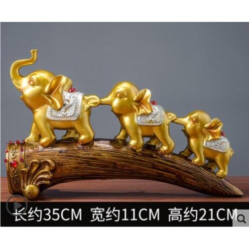 Resin living room office desktop home three small elephant ornaments