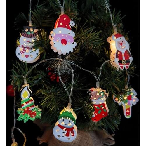 Christmas LED String Lights Garland Snowman Santa Claus Fairy Lights Hanging Ornament for Home Holiday Lighting Navidad New Year