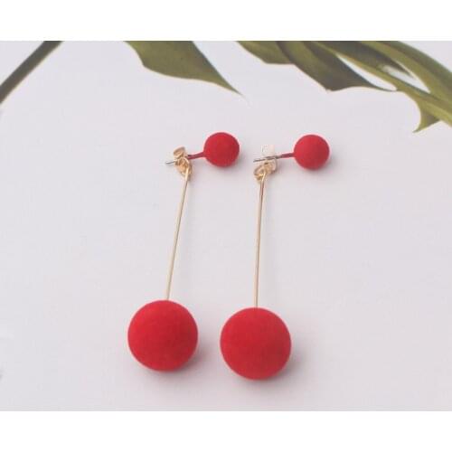 Korean Sweet Stud Earrings for Girls Bobo Plush Ball Long Earrings For Women Temperament Fashion Jewelry Earring brincos