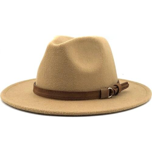 Fedoras Big Brim Hats For Women Mens Solid Color Fedora Hat Simple Wide Brim Autumn Fashion Classic Jazz Hat