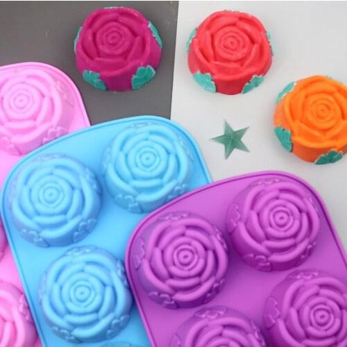 6 cavity rose flower silicone soap mold, high temperature resistant silicone cake mold, cold handmade soap mold