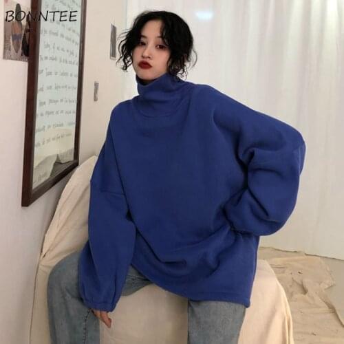 Hoodies Women Autumn Winter Trendy Korean Style Casual Simple Solid High Quality Pullovers Harajuku Ulzzang Womens Clothing Chic