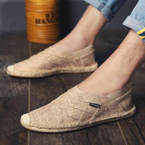 Men Canvas Shoes autumn Breathable Fashion Casual Flat Loafers driving lazy Comfortable Espadrille Fisherman Linen Shoes S4-54