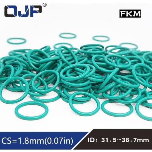 5PCS/lot Fluorine rubber Green FKM O ring Seal CS1.8mm ID31.5/32.5/33.5/34.5/35.5/36.5/37.5/38/38.7mm Rubber O-Ring Seal Gasket