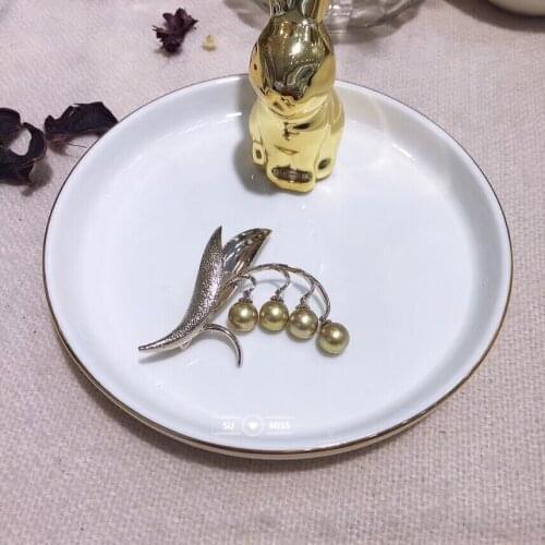 Vintage Design Simulation Pearl Bean Pod Wheat Shape Brooches for Women Party Dress Scarf Brooch Pins Jewelry Accessories