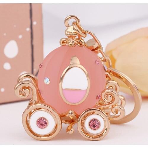 XDPQQ Color Pumpkin Car Car Key Ring Crystal Car Alloy Key Ring Small Gift Handbag Pendant