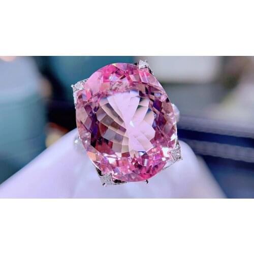 Fine Jewelry 18K Gold 100% Natural Pink Beryl Heliodor Morganite 17ct Gemstones Jewellery for Women Fine Ring