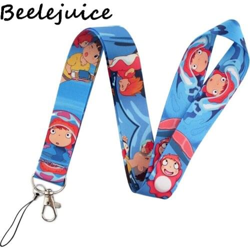 Spirited Away Ponyo on the Cliff Funny art Lanyard Neck Key Strap for Phone Keys ID Card Cartoon webbings ribbons