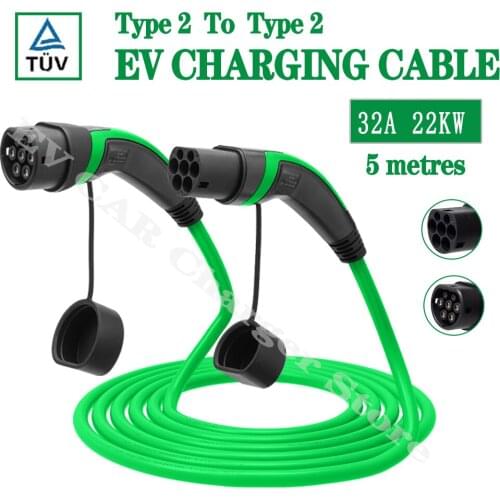 EV Charging Cable 32A 22KW Electric Vehicle Cord for Car Charger Station Type 2 to Type 2 Female to Male Plug IEC 62196-2