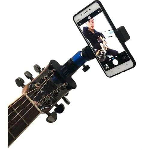 Guitar Head Clip Mobile Phone Holder Live Broadcast Bracket Stand Tripod Clip Head For iPhone 11 X Support Desktop Music Holder