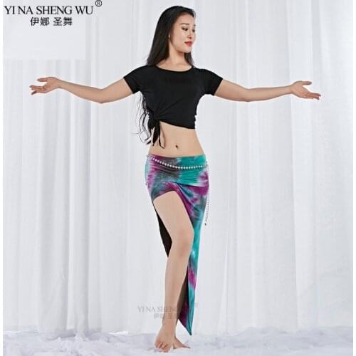 Women Dance Clothing Ladies Asymmetrical Skirt High Waist Short Mini Bodycon Skirts Tie-dyed Costume for Belly Dance Class Wear