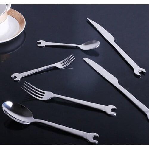 1PC Stainless Steel Wrench Shape Strring Spoon Food Steak Supplies Fork Knife Creative Durable Gadjet High Quality Kitchen Tool