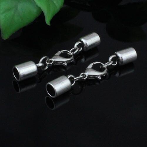 10sets/lot Fashion Zinc Alloy Cord End Caps Set Fit 5mm Cord for Necklace Bracelet Connectors Clasp Total Length:44mm K05228