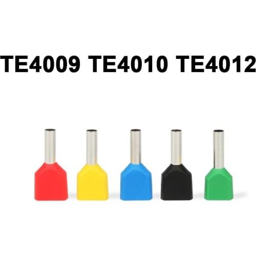 100PCS TE4009 TE4010 TE4012 Dual line tube terminal Copper tube shaped parallel cold-pressed European terminal needle shaped