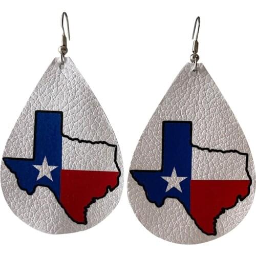 2020 State of Texas Printed Leather Earrings 4th of July Independence Day Teardrop Earrings Jewelry